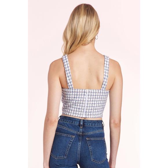 NEW AMANDA UPRICHARD percy tweed top in blue multi - Picture 3 of 4